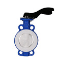 Bundor DN100 Full PTFE Lined Butterfly Valve Aluminum Handle Ductile Iron 0.6-1.6MPa Wafer Butterfly Valve